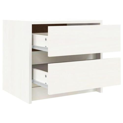 Sengebord 40x31x35,5 cm massivt fyrretræ hvid
