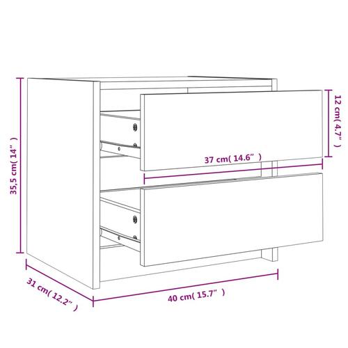 Sengebord 40x31x35,5 cm massivt fyrretræ hvid