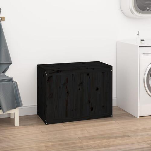 Vasketøjskurv 88,5x44x66 cm massivt fyrretræ sort