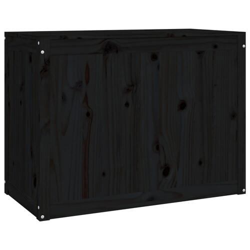 Vasketøjskurv 88,5x44x66 cm massivt fyrretræ sort
