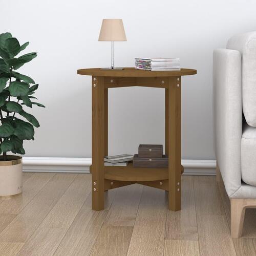 Sofabord Ø 55x60 cm massivt fyrretræ gyldenbrun