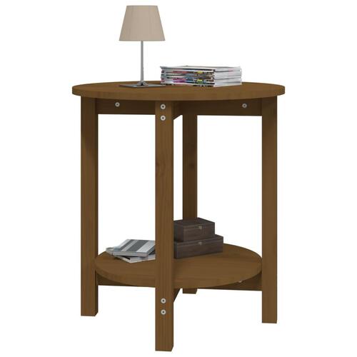 Sofabord Ø 55x60 cm massivt fyrretræ gyldenbrun