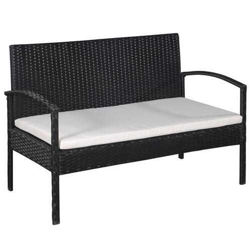 Haveloungesæt 5 dele med hynder polyrattan sort