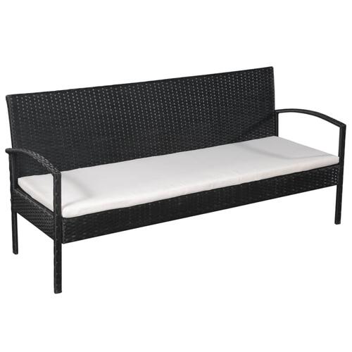 Haveloungesæt 5 dele med hynder polyrattan sort