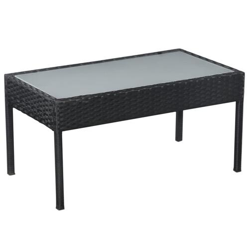 Haveloungesæt 5 dele med hynder polyrattan sort