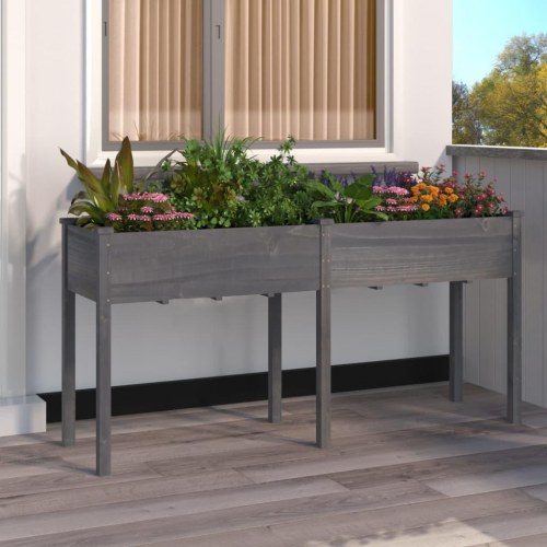Plantekasse med foring 161 x 45 x 76 cm - grå