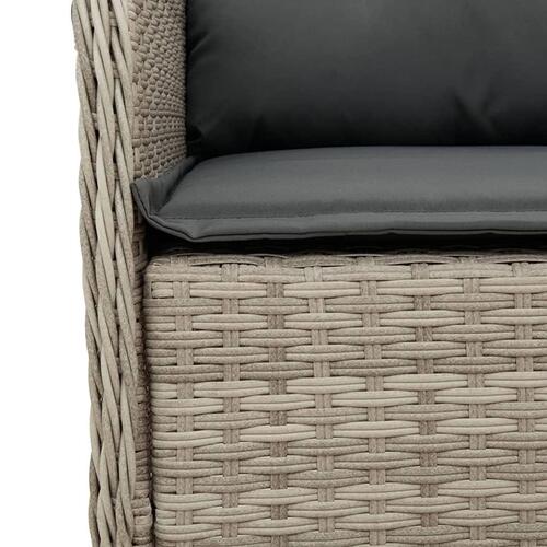 Spisebordssæt til haven 7 dele med hynder polyrattan lysegrå
