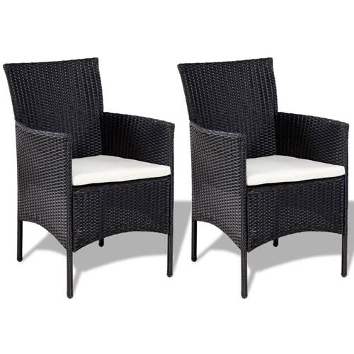 Haveloungesæt 4 dele med hynder polyrattan sort