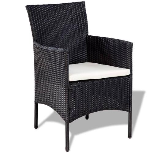 Haveloungesæt 4 dele med hynder polyrattan sort