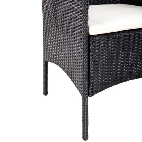 Haveloungesæt 4 dele med hynder polyrattan sort
