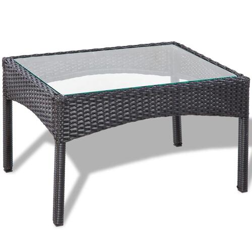 Haveloungesæt 4 dele med hynder polyrattan sort