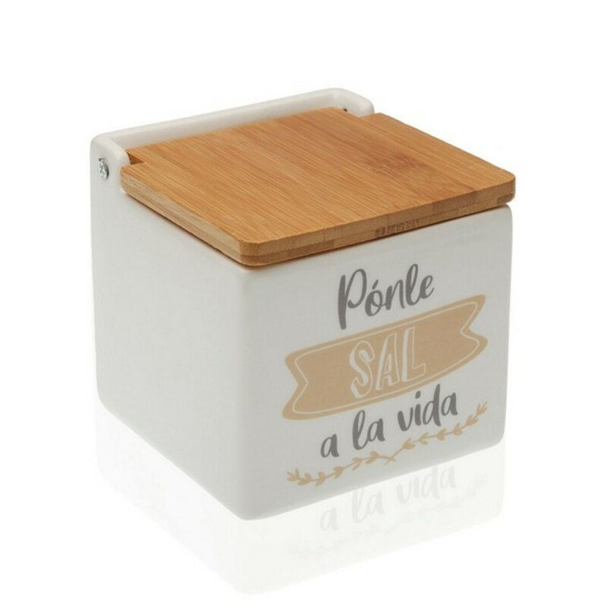 Saltbøsse med låg Versa S3404267 Keramik Bambus (10,5 x 11 x 11 cm)