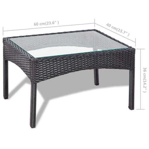 Haveloungesæt 4 dele med hynder polyrattan sort