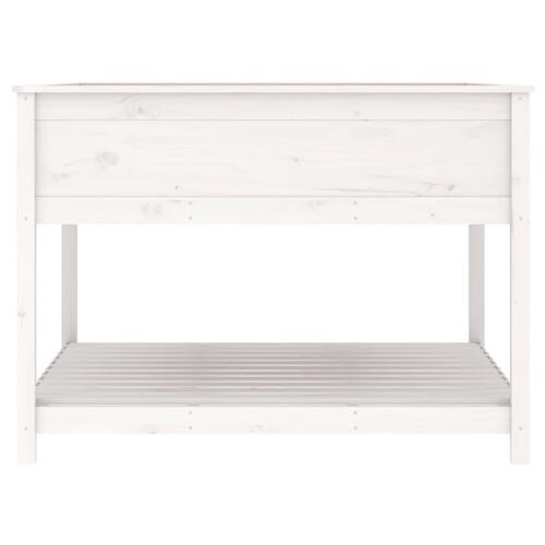 Plantekasse med hylde 111,5x111,5x81 cm massivt fyrretræ hvid