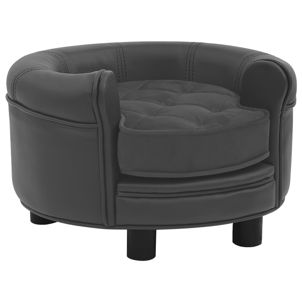 Hundesofa 48x48x32 cm plys og kunstlæder mørkegrå