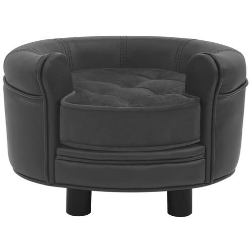 Hundesofa 48x48x32 cm plys og kunstlæder mørkegrå