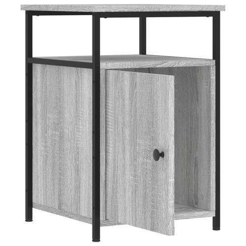Sengeborde 2 stk. 40x42x62 cm konstrueret træ grå sonoma-eg