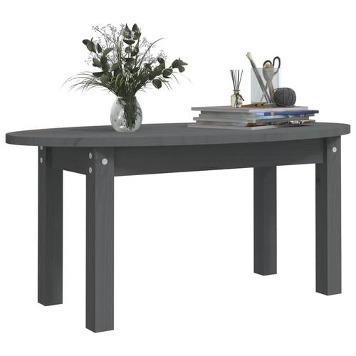 Sofabord 80x40x35 cm massivt fyrretræ grå