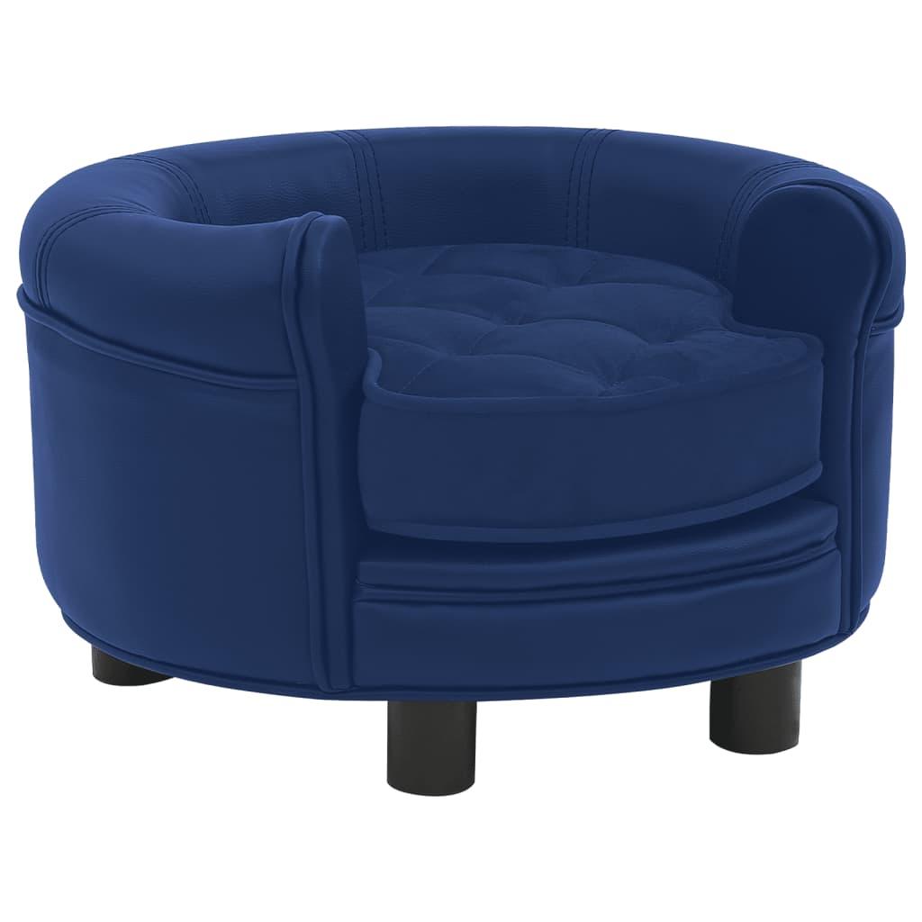 Hundesofa 48x48x32 cm plys og kunstlæder blå