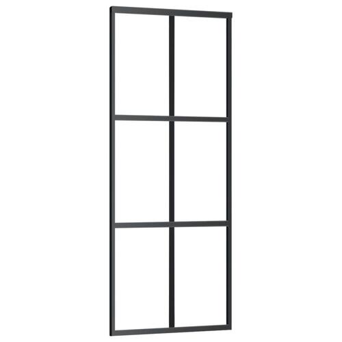 Skydedør m. monteringssæt 76x205 cm sikkerhedsglas og aluminium