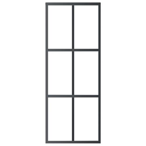 Skydedør m. monteringssæt 76x205 cm sikkerhedsglas og aluminium