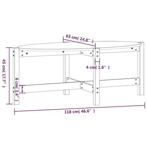 Sofabord 118x63x45 cm massivt fyrretræ grå