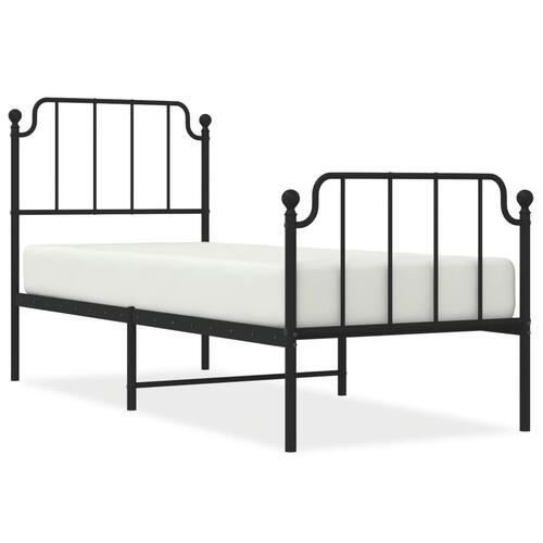 Sengeramme med sengegavl og fodgærde 75x190 cm metal sort
