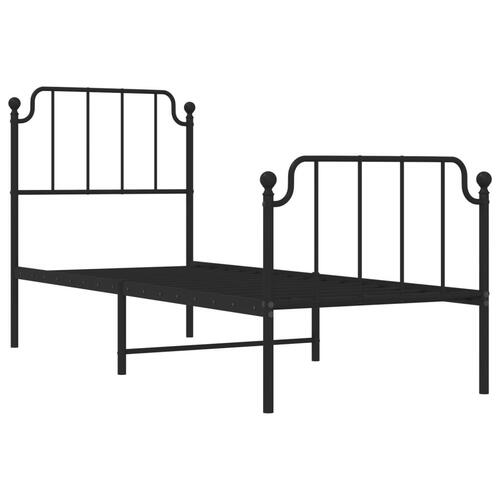 Sengeramme med sengegavl og fodgærde 75x190 cm metal sort