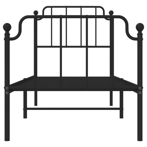 Sengeramme med sengegavl og fodgærde 75x190 cm metal sort