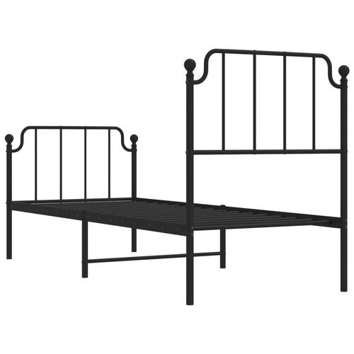 Sengeramme med sengegavl og fodgærde 75x190 cm metal sort