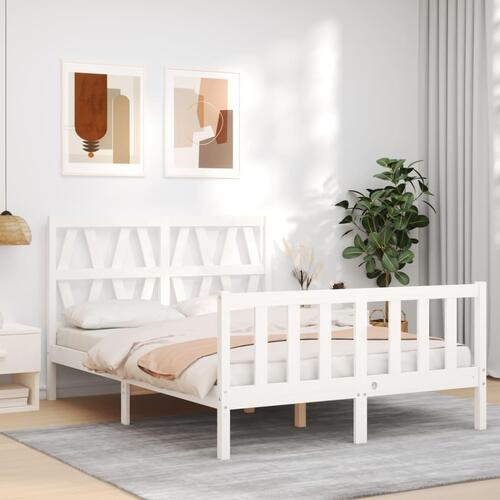 Sengeramme uden madras 140x200 cm massivt fyrretræ hvid