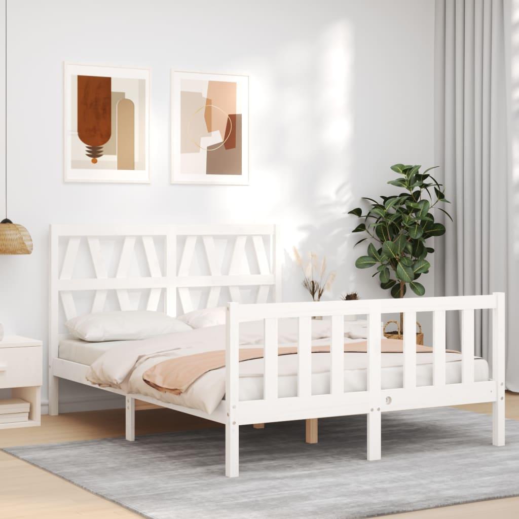 Sengeramme uden madras 140x200 cm massivt fyrretræ hvid