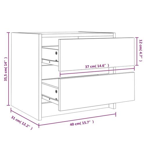 Sengebord 40x31x35,5 cm massivt fyrretræ