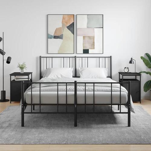 Sengeborde 2 stk. 40x42x60 cm konstrueret træ sort