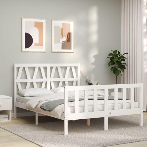 Sengeramme uden madras 140x200 cm massivt fyrretræ hvid