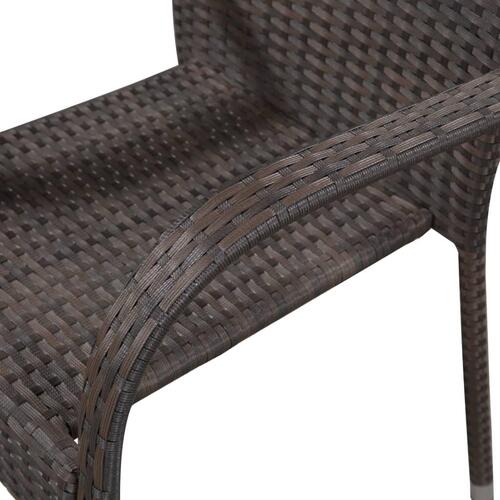 Havestole 2 stk. stabelbare polyrattan brun