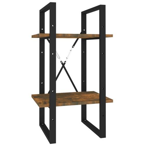 Bogreol m. 2 hylder 40x30x70 cm konstrueret træ røget egetræ