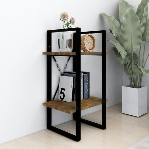 Bogreol m. 2 hylder 40x30x70 cm konstrueret træ røget egetræ