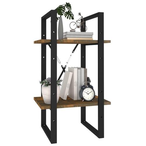 Bogreol m. 2 hylder 40x30x70 cm konstrueret træ røget egetræ