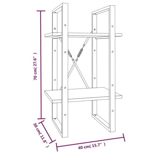 Bogreol m. 2 hylder 40x30x70 cm konstrueret træ røget egetræ