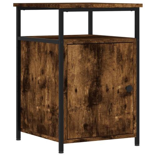 Sengeborde 2 stk. 40x42x60 cm konstrueret træ røget egetræ