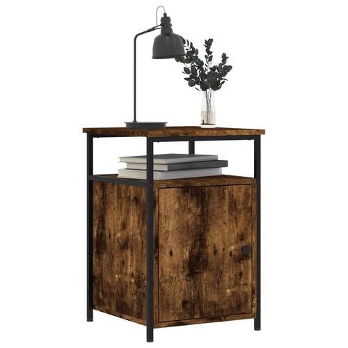 Sengeborde 2 stk. 40x42x60 cm konstrueret træ røget egetræ