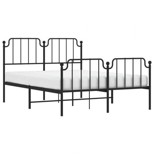 Sengeramme i metal med sengegavl og fodgærde 135 × 190 cm - sort