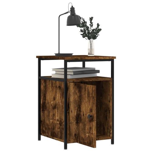 Sengeborde 2 stk. 40x42x60 cm konstrueret træ røget egetræ