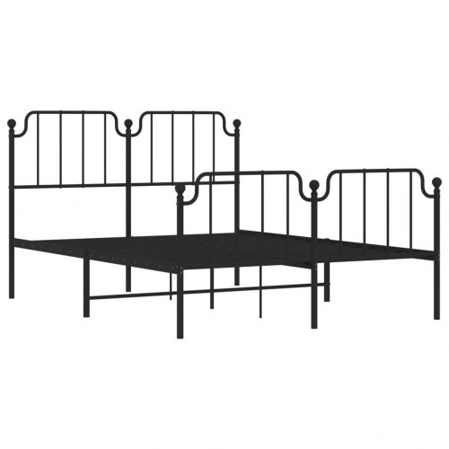 Sengeramme i metal med sengegavl og fodgærde 135 × 190 cm - sort
