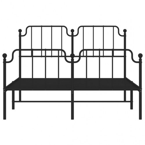 Sengeramme i metal med sengegavl og fodgærde 135 × 190 cm - sort