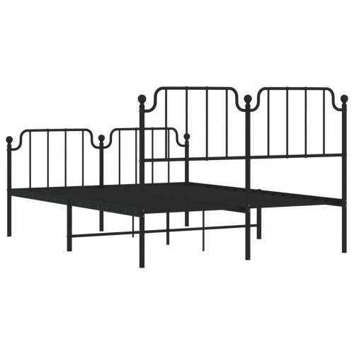 Sengeramme i metal med sengegavl og fodgærde 135 × 190 cm - sort