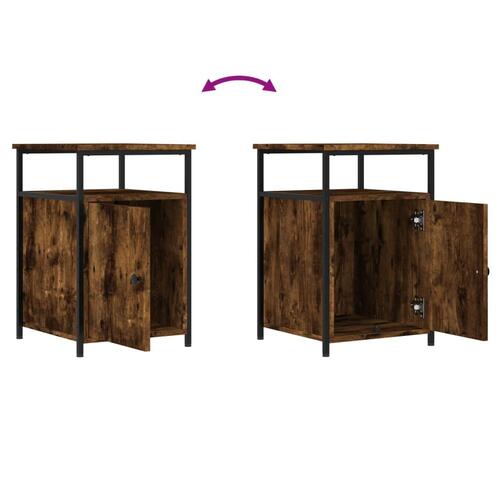 Sengeborde 2 stk. 40x42x60 cm konstrueret træ røget egetræ