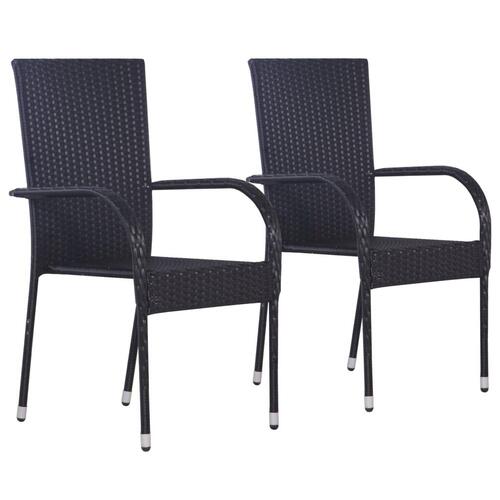 Stabelbare havestole 2 stk. polyrattan sort