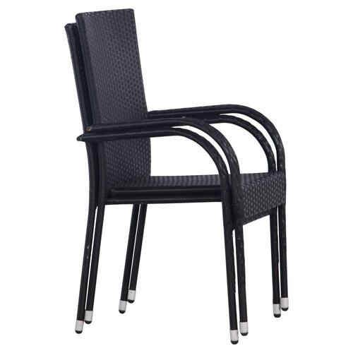 Stabelbare havestole 2 stk. polyrattan sort